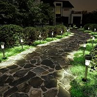Lot de 10 lampes solaires d'extérieur pour allée, lampes solaires en acier inoxydable étanches pour l'extérieur, éclairage paysager LED pour allée, pelouse/jardin