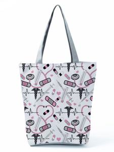 Bolsos Tote de Lona con Cremallera para Mujer, Impresión Personalizada de 7 Pulgadas para Regalos de la Semana de la Enfermera, Graduación, Jubilación - Bolso Portátil - Product Image 3