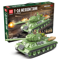 QuanGguan 100063, Segunda Guerra Mundial, tanque soviético T34, juguete de construcción, modelo militar, juguete ensamblado de partículas pequeñas, tanque militar de Rusia