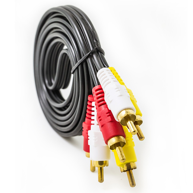 Factory Good Price Cable AV 3rca to 3rca 1.5M Audio Video Cable Black PVC Gold Plug TV Box Video Cable