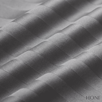 Ensemble de draps plats en satin 100% coton HONI OEM 400TC avec rayures de 2 cm, literie d'hôtel de luxe, ensemble de 4 draps