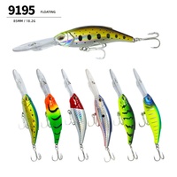 Nouvelle leurre flottante Mino pour eau douce, 85mm/18.2g, avec une longue queue relevée et une bande blanche, couleur 9195.