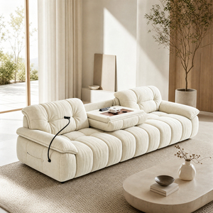 Divano <span class=keywords><strong>Letto</strong></span> Elettrico Moderno Bianco in Tessuto Chenille per Soggiorno, Personalizzabile, Premium a <span class=keywords><strong>2</strong></span> <span class=keywords><strong>Posti</strong></span>, Durevole, con Vassoio Porta Tè - Product Image 3