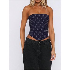 FOXA Women's Polka Dot Tube <b>Top</b> Strapless <b>Bandeau</b> Summer <b>Top</b> Breathable Spandex Polyester Cut-out Design - Product Image 3