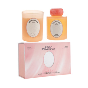 Green Peach Dew Scented Candle <b>Reed</b> <b>Diffuser</b> Set 180g 100ml Aromatherapy Gift for Women - Product Image 1