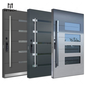 Hitech-Portes pivotantes américaines de luxe en acier inoxydable Porte d'entrée principale moderne en verre Porte d'entrée blindée en verre gris - Product Image 3