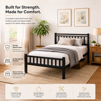 Lit simple moderne en métal avec cadre en fer - Certifié EN747, fonction rafraîchissante, design durable pour chambres, écoles et dortoirs de travailleurs