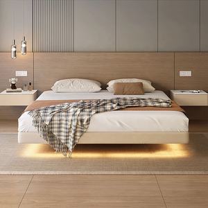 Struttura <span class=keywords><strong>Letto</strong></span> Queen Salvaspazio Senza <span class=keywords><strong>Testiera</strong></span> Design Fluttuante con Illuminazione LED in Legno Premium Arredamento Camera da <span class=keywords><strong>Letto</strong></span> di Lusso - Product Image 5