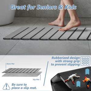 Alfombrilla Antideslizante Ecológica Súper Absorbente de Diatomita Gris para Baño - Product Image 4
