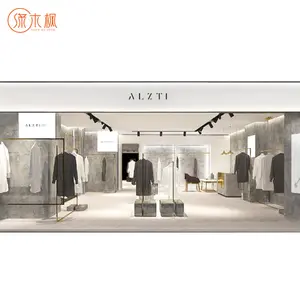 Estante prefabricado de quiosco de ropa de acero inoxidable de gama alta de fábrica de Guangdong para vitrina de Pedestal de ropa de Boutique