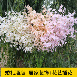 Fleurs artificielles en soie d'orchidée dansante, 30cm-100cm, rose clair et blanc, pour décorations de maison et de mariage - Product Image 3