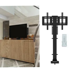 Modern ucuz motorlu TV standı mobilya uzaktan kumanda ile akıllı TV asansörü 32-70 inç siyah TV standı
