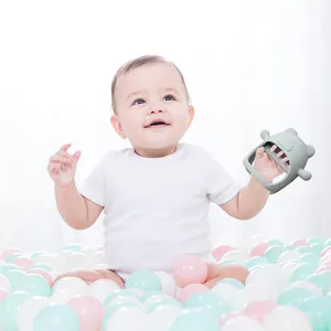 BHD BPA 무료 작은 곰 실리콘 아기 딱지 손 젖꼭지 젖니 씹는 장난감 안티 드롭 Teether 장갑 아기 3 + 개월