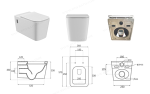 Salle de bains en céramique vaso sanitario toilette suspendue au mur réservoir d'eau caché suspendu au mur <span class=keywords><strong>wc</strong></span> p-trap cuvette de toilette citerne dissimulée sans réservoir - Product Image 6