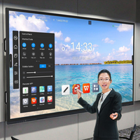 Tableau blanc interactif 65 pouces 4K IPS avec écran tactile LED et caméra IA pour l'éducation, les salles de classe et les réunions (panneau plat)