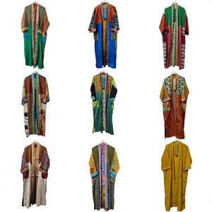 Sari de Seda Vintage para Mujer, Ropa de Dormir, Kimonos, Batas para la Playa, Kimono de Algodón con Estampado Floral para Interiores - Product Image 1