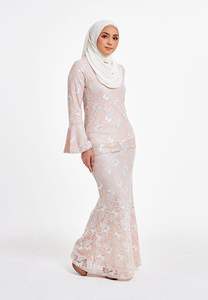 SIPO – top en dentelle malaisienne, manches longues, col rond, pêche pâle, vente en gros au Vietnam - Product Image 3