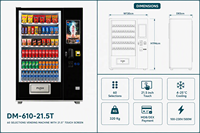 Máquina Expendedora Refrigerada DM-610-21.5T con 60 Selecciones, Pantalla Táctil de 21.5 Pulgadas, 4-25 ° C MDB Pago sin efectivo para refrigerios y bebidas