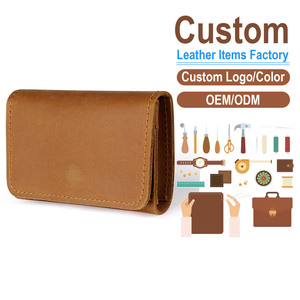 Genuine Crazy Horse Leather Men's Card Holder Vintage <b>RFID</b> Blocking <b>Wallet</b> with Snap Closure Minimalist Business Card Case - Product Image 1