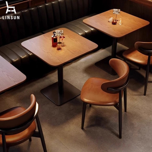 Ensemble de table et de chaises de bar vintage en bois massif américain, design moderne pour une utilisation commerciale claire dans les restaurants ST005 - Product Image 4