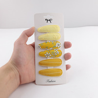 Ins – épingles à cheveux en forme de gouttelette d'eau pour filles, 6 pièces/ensemble, cheveux bouclés, fleur douce, épingles à cheveux, tissu brodé, pince à cheveux
