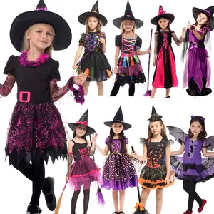 Fantasias cosplay bruxa diabo infantil, novidade, para dia das bruxas, vestido, festa, tema