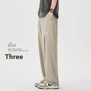 Heren Zomer Casual Fleece Broek Anti-Pilling Geweven Koel Ademend Zonwerend Beschermd Midden Taille Platte Voorkant Trekkoord Sluiting Dun - Product Image 4