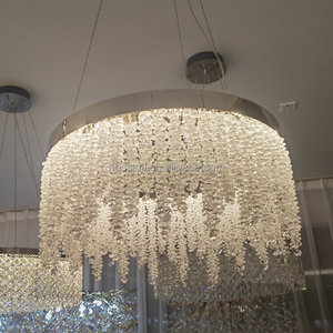 2025 tối giản Đèn chùm pha lê cho sảnh khách sạn Đảng tổ chức sự kiện vàng khung LED ánh sáng mặt dây đèn với hạt pha lê rõ ràng - Product Image 6