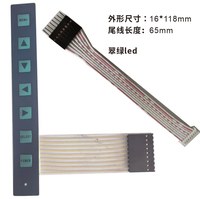 Sakelar Membran Strip Instrumen Kontrol Industri Tujuh Tombol dengan Lampu Latar Model 6052 Panel Keypad Tampilan Bahan PET/PC/FPC Kustom
