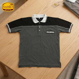Polo de Manga Corta para Hombre Saibro, Corte Regular, Tejido de Poliéster, Estilo Deportivo, Ribete en Contraste, Logotipo Frontal, Negro - Product Image 5