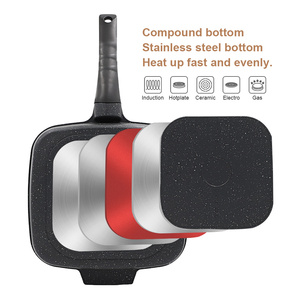 Bán Buôn Đúc Nhôm Ăn Sáng 3 Trong 1 Chảo Không Dính Vuông Nướng Pan 3-Phần Với Có Thể Tháo Rời Xử Lý - Product Image 2