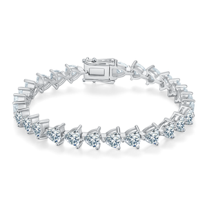 Pulsera de tenis J&C con piedras de corte trillón, plata S925, diamantes cultivados en laboratorio engastados a mano, 0.5CT por piedra, color D, claridad VVS - Product Image 1