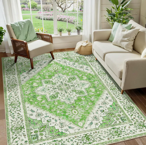 พรมลายดอกไม้สไตล์เปอร์เซีย พิมพ์ลายโพลีเอสเตอร์ ขอบเย็บอย่างดี ใช้ปูพื้นโซฟา ผ้าห่ม พรมตกแต่งบ้านสมัยใหม่ สำหรับดรอปชิปปิ้ง ตกแต่งข้างเตียง - Product Image 5