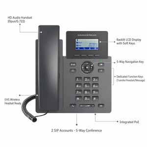 Téléphone <span class=keywords><strong>IP</strong></span> professionnel GrandStream GRP2601P avec voix HD, conférence Opus 5 voies, PoE, système d'exploitation Linux - Product Image 2