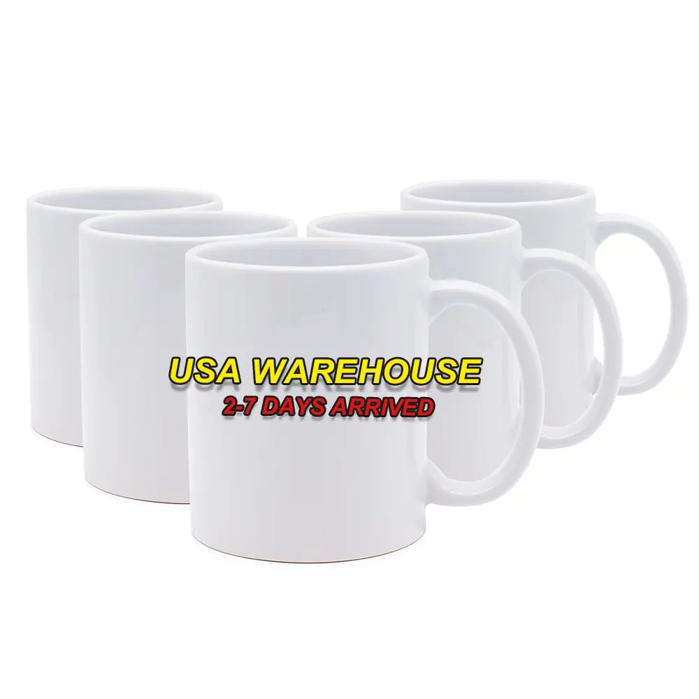 Caneca de café de porcelana personalizada por atacado, caneca branca 11oz personalizada com logotipo de subolmação cerâmica eua armazém