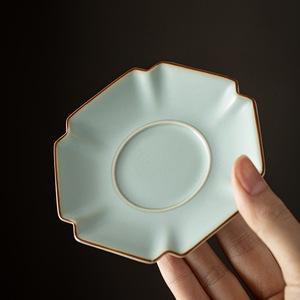 Posavasos de cerámica Ru Ware con forma de seis girasoles, tapete aislante del calor para taza de té, uso doméstico - Product Image 1