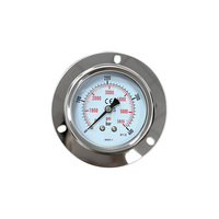 AKS 63mm 2.5 Inch Pressure Gauge 0-400 Bar 0-5800 PSI Center Back Mount with Front Flange 1/4 BSP Panel Manometer