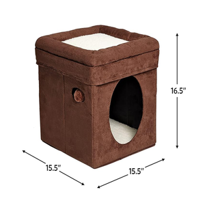 บ้านแมวทรงลูกบาศก์ ODM OEM รุ่น Original Curious Cube พร้อมที่นอนบุนุ่มสบาย ป้องกันลม - Product Image 2