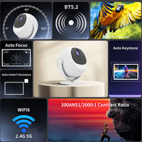 Mini projecteur 4K 1080P avec mise au point automatique et correction de la distorsion trapézoïdale, rotatif, pour extérieur, home cinéma et chambre à coucher