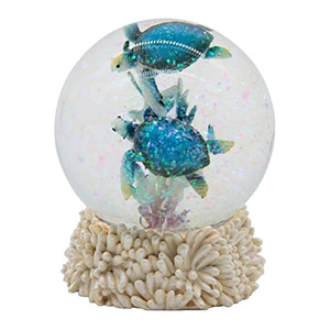 Globe à neige en polyrésine fait main et peint à la main, <span class=keywords><strong>tortue</strong></span> <span class=keywords><strong>de</strong></span> mer, vie marine, <span class=keywords><strong>plage</strong></span> - Product Image 1