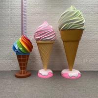 Figurine en fibre de verre support personnalisation marques de cornet de crème glacée en résine/signe de cône de crème glacée/statue de fonte de crème glacée popsicle
