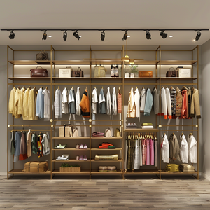 2024 loại mới quần áo Rack với ánh sáng quần áo Rack cho treo quần áo bằng gỗ Rack hiển thị - Product Image 5