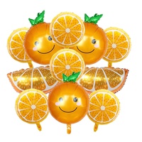 Lot de ballons en aluminium pour décoration de fête d'anniversaire d'enfants, thème fruits (citron, orange), vente en gros transfrontalière