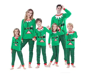 2022 Herfst Winter Volwassen Vrouwen Elf Gedrukt Kerst Pyjama Lange Mouwen Familie Kerst Pyjama