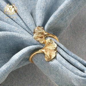 Anillo de Servilleta con Diseño de Hoja de Ginkgo Vintage, Nuevo Modelo de Metal, Hebilla para Servilletas de Hotel, para Bodas y Otras Ocasiones, Venta al por Mayor - Product Image 3