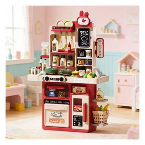 Ensemble de cuisine en plastique pour enfants : Station culinaire avec robinet, étagère, placard, ustensiles – Idéal pour l'apprentissage ludique et les jeux d'imagination en intérieur - Product Image 6