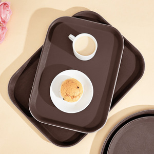 Vassoi per Servizio Alimentare Rotondi e Rettangolari in Plastica Temperata Antiscivolo Rinforzata per Hotel e Ristoranti Commerciali - Product Image 2
