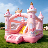 Château gonflable commercial Rose Princesse pour filles avec toboggan et tours dorées pour divertissement extérieur