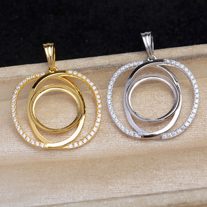 Pendentif elliptique en argent S925 avec perle, accessoires de bijouterie, forme pomme 14,1-14,3 mm, 6073 - Product Image 1