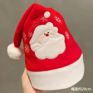 Pemasok Produsen Grosir Topi Santa Natal Topi Bordir Pola Rusa Manusia Salju untuk Dewasa Anak-anak